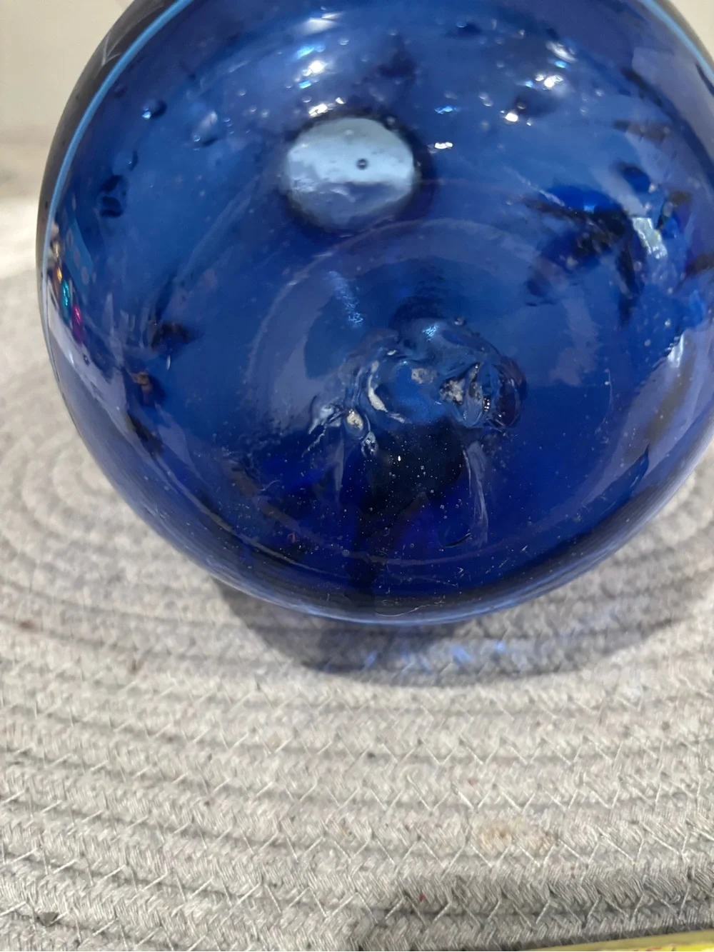 Hand-Painted Blue Floral Glass Vase - Unbranded